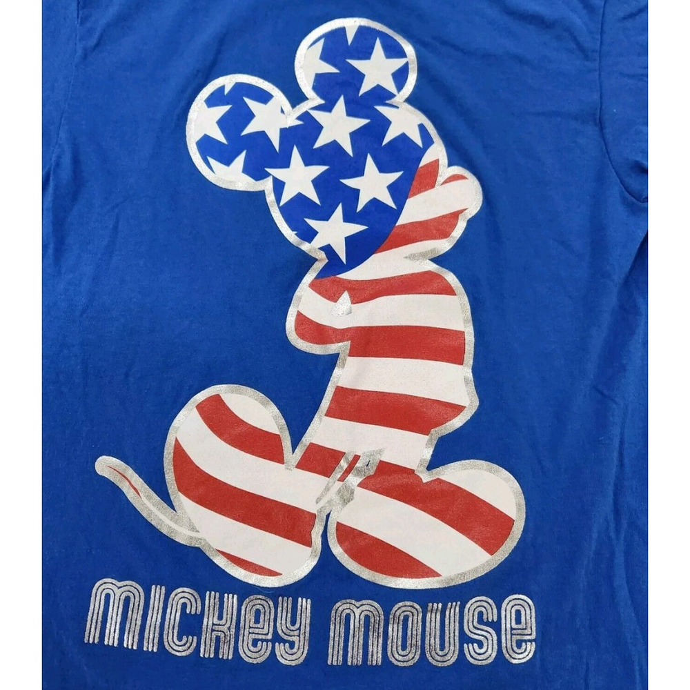 Disney Mickey Mouse Unisex T-Shirt Americana USA Flag Small Short Sleeves